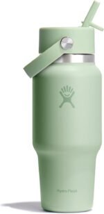 Hydro Flask Travel Water Bottle - Insulated Stainless Steel - Wide Straw Lid, Non Spill, Leakproof in 24 Oz Aloe Green - Image 2