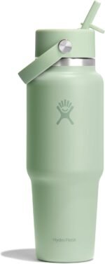 Hydro Flask Travel Water Bottle - Insulated Stainless Steel - Wide Straw Lid, Non Spill, Leakproof in 32 Oz Aloe Green - Image 2