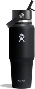Hydro Flask Travel Water Bottle - Insulated Stainless Steel - Wide Straw Lid, Non Spill, Leakproof in 32 Oz Black - Image 2