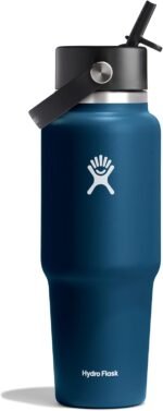Hydro Flask Travel Water Bottle - Insulated Stainless Steel - Wide Straw Lid, Non Spill, Leakproof in 32 Oz Indigo Blue - Image 2