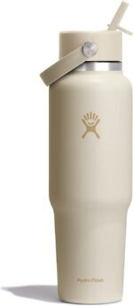 Hydro Flask Travel Water Bottle - Insulated Stainless Steel - Wide Straw Lid, Non Spill, Leakproof in 40 Oz Coconut Cream - Image 2