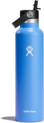 Hydro Flask Water Bottle - Insulated Stainless Steel - Straw Lid, Non Spill, Leakproof 24 Oz Cascade Blue - Image 2