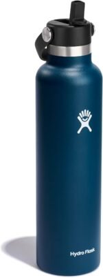 Hydro Flask Water Bottle - Insulated Stainless Steel - Straw Lid, Non Spill, Leakproof 24 Oz Indigo Blue - Image 2