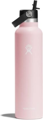 Hydro Flask Water Bottle - Insulated Stainless Steel - Straw Lid, Non Spill, Leakproof 24 Oz Trillium Pink - Image 2