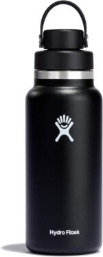 Hydro Flask Water Bottle - Insulated Stainless Steel - Wide Mouth Chug Lid, Non Spill, Leakproof in 32 Oz Black - Image 2