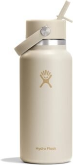 Hydro Flask Water Bottle - Insulated Stainless Steel - Wide Mouth Flex Straw Lid, Non Spill, Leakproof and Refillable in 32 Oz Coconut Cream - Image 2