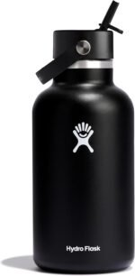 Hydro Flask Water Bottle - Insulated Stainless Steel - Wide Mouth Flex Straw Lid, Non Spill, Leakproof and Refillable in 64 Oz Black - Image 2