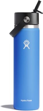 Hydro Flask Water Bottle - Insulated Stainless Steel - Wide Straw Lid, Non Spill, Leakproof in 24 Oz Aloe Green - Image 2