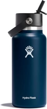 Hydro Flask Water Bottle - Insulated Stainless Steel - Wide Straw Lid, Non Spill, Leakproof in 32 Oz Indigo Blue - Image 2
