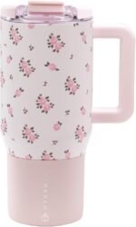 HydroJug Coffee Traveler 20 oz - Leak-Resistant, Ceramic-Lined Insulated Travel Coffee Mug for Hot or Cold Drinks with Flip Lid & Handle, Dishwasher Safe Coffee Tumbler, Wildrose - Image 2