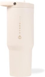 HydroJug Sport - Stainless Steel Tumbler with Straw, Vacuum Insulated, 32oz Leakproof Water Bottle, Ergonomic Design, Reusable, Dishwasher Safe, Rubber Base, Durable for Gym or Outdoors, Cream - Image 2
