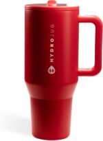 HydroJug Traveler - 32 oz Water Bottle with Handle & Flip Straw - Fits in Cup Holder, Leak Resistant Tumbler-Reusable Insulated Stainless Steel & Rubber Base - Gifts for Women & Men, Alumni Red - Image 2