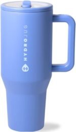 HydroJug Traveler - 32 oz Water Bottle with Handle & Flip Straw - Fits in Cup Holder, Leak Resistant Tumbler-Reusable Insulated Stainless Steel & Rubber Base - Gifts for Women & Men, Light Blue - Image 2