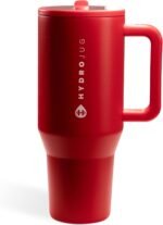 HydroJug Traveler - 40 oz Water Bottle with Handle & Flip Straw - Fits in Cup Holder, Leak Resistant Tumbler-Reusable Insulated Stainless Steel & Rubber Base - Gifts for Women & Men, Alumni Red - Image 2