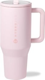 HydroJug Traveler - 40 oz Water Bottle with Handle & Flip Straw - Fits in Cup Holder, Leak Resistant Tumbler-Reusable Insulated Stainless Steel & Rubber Base - Gifts for Women & Men, Pink Sand - Image 2