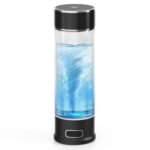 Hydrogen Water Bottle Generator, Portable 1500 PPB Hydrogen Water Machine with SPE PEM Technology 14.2 OZ Glass Hydrogen Bottle for Healthy - Black - Image 2