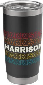 I Love Harrison Personalized Retro Sunset First Name Stainless Steel Insulated Tumbler - Image 2