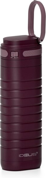 IDEUS Insulated Stainless Steel Water Bottle 14 oz Lockable Lid & Leakproof Travel Coffee Mug for Hot/Cold Beverages Fits Most Cup Holder (Burgundy) - Image 2