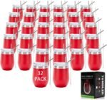 IEOVIEE 32 Pack 12oz Stainless Steel Bulk Wine Tumblers with Lids and Straws, Vacuum Insulated Double Wall Travel coffee/beer mugs, Powder Coated Tumbler Bulk Cup for Cold and Hot Drinks(Red) - Image 2