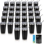 IEOVIEE 32 Pack, 20oz Stainless Steel Bulk Tumblers with Lids and Straws, Double Wall Insulated Travel Mug, Durable Powder Coated Tumbler Bulk Cup for Cold and Hot Drinks(Black) - Image 2