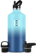 IRON °FLASK Camping & Hiking Hydration Flask with Straw, BPA-Free Insulated Stainless Steel Sports Water Bottle - 64 oz Blue Waves - Image 2