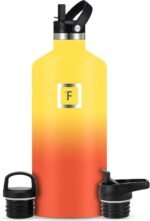 IRON °FLASK Camping & Hiking Hydration Flask with Straw, BPA-Free Insulated Stainless Steel Sports Water Bottle - 64 oz Fire - Image 2
