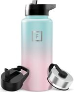 IRON °FLASK Camping & Hiking Hydration Flask with Straw, Wide Mouth Insulated Stainless Steel Sports Water Bottle - 32 oz Bubble Gum - Image 2