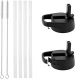 IRON °FLASK Carabiner Straw Lid for Wide Mouth Insulated Sports Water Bottles, Simple BPA Free, 2 Lids, 4 Straws, 2 Cleaning Brushes - Image 2