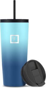 IRON °FLASK Classic Tumbler - Vacuum Insulated Stainless Steel Water Bottle, Double Walled, Drinking Cup, Insulated Travel Mug (Blue Waves, 24 oz Solid Lid) - Image 2