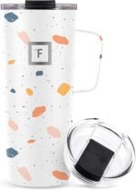IRON °FLASK Grip Novelty Coffee Mug - Leak Proof, Vacuum Insulated Stainless Steel Bottle, Double Walled, Thermo Travel, Hot Cold, Water Metal Canteen - Terrazzo, 24 Oz - Classic Bottom - Image 2