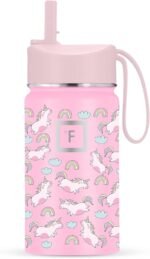 IRON °FLASK Kids Water Bottle - Straw Lid, 20 Name Stickers, Vacuum Insulated Stainless Steel, Double Walled Tumbler Travel Cup, Mug - Stardust Unicorns, 14 Oz - Image 2