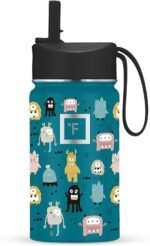 IRON °FLASK Kids Water Bottle - Straw Lid, 20 Name Stickers, Vacuum Insulated Stainless Steel, Double Walled Tumbler Travel Cup, Thermos Mug - Monsters Crew, 14 Oz - Image 2