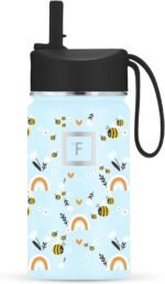 IRON °FLASK Kids Water Bottle - Straw Lid, 20 Name Stickers, Vacuum Insulated Stainless Steel, Double Walled Tumbler Travel Cup, Thermos Mug - Sweet Bees, 14 Oz - Image 2