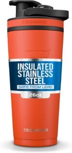 Ice Shaker Insulated Stainless Steel Shaker Bottle | 26oz, Orange | Cold for 30+ Hours | Insulated Cup with Twist-on Agitator | Odor-Free Bottle for Protein Shakes, Water, Smoothies, Cocktails - Image 2