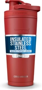 Ice Shaker Insulated Stainless Steel Shaker Bottle | 26oz, Red Color Rush | Cold for 30+ Hours | Insulated Cup with Twist-on Agitator | Odor-Free Bottle for Protein Shakes, Water, Smoothies, Cocktails - Image 2