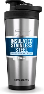 Ice Shaker Insulated Stainless Steel Shaker Bottle | 26oz, Stainless Steel | Cold for 30+ Hours | Insulated Cup with Twist-on Agitator | Odor-Free Bottle for Protein Shakes, Water, Cocktails - Image 2