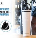 Ice Shaker Insulated Stainless Steel Shaker Bottle | 32oz, White | Cold for 30+ Hours | Insulated Cup with Twist-on Agitator | Odor-Free Bottle for Protein Shakes, Water, Smoothies, Cocktails - Image 2