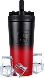 Ice Shaker Insulated Stainless Steel Sports Bottle | 26 oz, Red and black | Stays Cold for 30+ Hours | Flip Up Sport Straw | Odor-Free Bottle for Protein Shakes, Water, Intra-Workout - Image 2