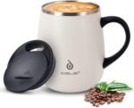 Ideus 16 oz (470 ml) Insulated Coffee Mug with Handle and Lid, Double Wall Stainless Steel Vacuum Thermal Coffee Mug, Travel Coffee Cup Thermal Cup for Home and Office (Snow Mountain White) - Image 2