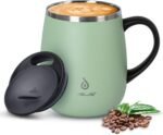 Ideus 16 oz Insulated Coffee Mug with Handle and Lid, Double Wall Stainless Steel Vacuum Thermal Coffee Mug, Travel Coffee Cup Thermal Cup for Home and Office, Avocado Green - Image 2