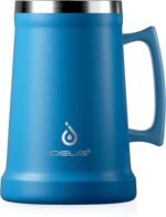 Ideus Insulated Beer Stein, 24/32oz Stainless Steel Double Walled Beer Mug Giant Bar Drinkware Metal Beer Cup with Big Grip Handle (Cerulean, 34oz (1,000ml)) - Image 2