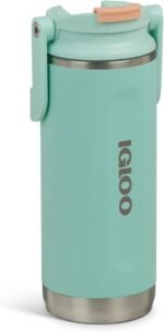 Igloo, 16 oz FlipNSip Tumbler, Reusable Travel Mug, Stainless Steel Insulated Hydration Cup for Hot & Cold Beverages, Seafoam - Image 2