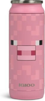 Igloo MineCraft Pig 16 oz Stainless Steel Hydration Can, Insulated Water Bottle, Reusable Travel Mug - Image 2
