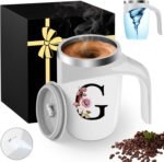Initial Magnetic Stirring Coffee Mug Stainless Insulated Travel Cup Happy Birthday Personalized Gifts Women Adult Who Have Everything Want Nothing Mom Cool Special Custom Christmas Initial Present,G - Image 2