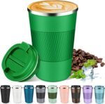 Insulated Coffee Mug 12oz & 17oz, Leakproof Coffee Cup with Lid, Thermal Coffee Tumbler Stainless Steel Reusable Coffee Mug Keep Cold and Hot Gift for Men Women (Grassy Green, 12oz) - Image 2