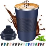 Insulated Coffee Mug 17 oz Travel Coffee Mug with Lid Pill Proof, Stainless Steel Vacuum Thermal to GO Leakproof, Tumbler Reusable Coffee Cup for Men and Women Hot & Iced Drinks - Image 2