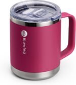 Insulated Coffee Mug with Lid, 12 oz Travel Coffee mug with handle Double Wall Stainless Steel Travel Tumbler Cup, Spill Proof (Fuchsia Red) - Image 2