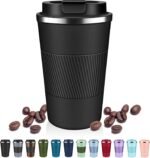 Insulated Coffee Tumblers with Flip Lid 12oz / 17oz, Stainless Steel Travel Coffee Mug Leak Proof, Vacuum Insulated Coffee Mug Reusable Cup, Keeps Cold and Hot for Coffee Tea - Image 2