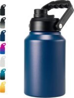 Insulated Half Gallon Jug, Large 64oz Stainless Steel Insulated Water Bottles with Handle, Double-Wall Vacuum Insulation for Construction Sites, Camping and Hiking, Blue - Image 2