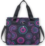 Insulated Lunch Bag for Women-Reusable Large Lunch Tote Bag with Water Bottle Holder & Leak-Proof Lining for Work or Travel-Carry by Hand, On the Shoulder or Crossbody (Purple Circle) - Image 2